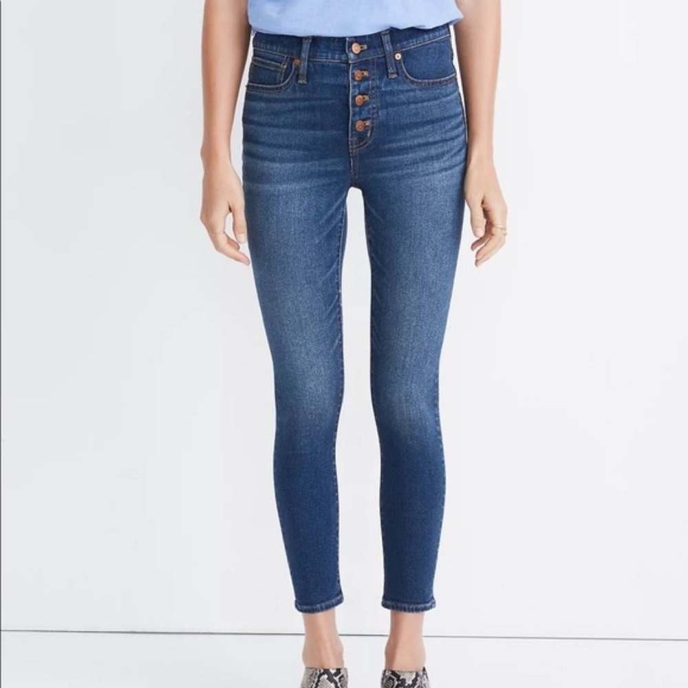 NWOT Madewell 9" Mid-Rise Skinny Crop Jeans: Button-Front TENCEL/ 28
